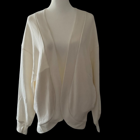 French Terry Cardigan Cream Sz XS - Picture 12 of 15